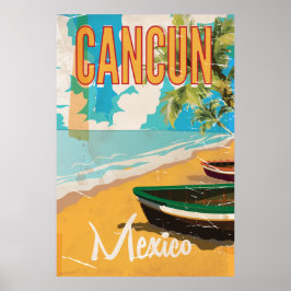 Cancun Mexico Strand Vintage reisposter print