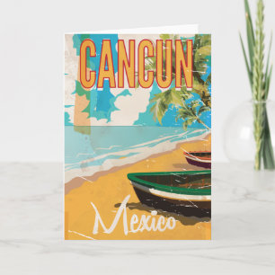 Cancun Mexico Strand Vintage reisposter print Kaart