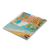 Cancun Mexico Strand Vintage reisposter print Tegeltje (Zijkant)