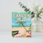 Cancun Mexico strandposter Briefkaart (Staand voorkant)