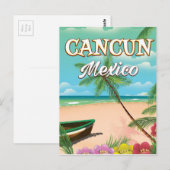 Cancun Mexico strandposter Briefkaart (Voorkant / Achterkant)