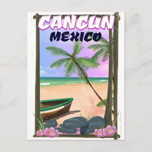 Cancun Mexico strandposter. Briefkaart (Voorkant)