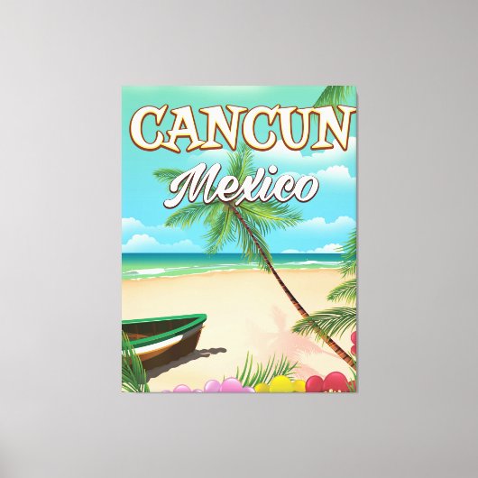 Cancun Mexico strandposter Canvas Afdruk (Voorkant)