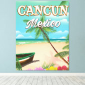 Cancun Mexico strandposter Canvas Afdruk (Insitu (Houten vloer))