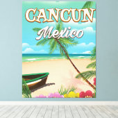 Cancun Mexico strandposter Canvas Afdruk (Insitu (Houten vloer))