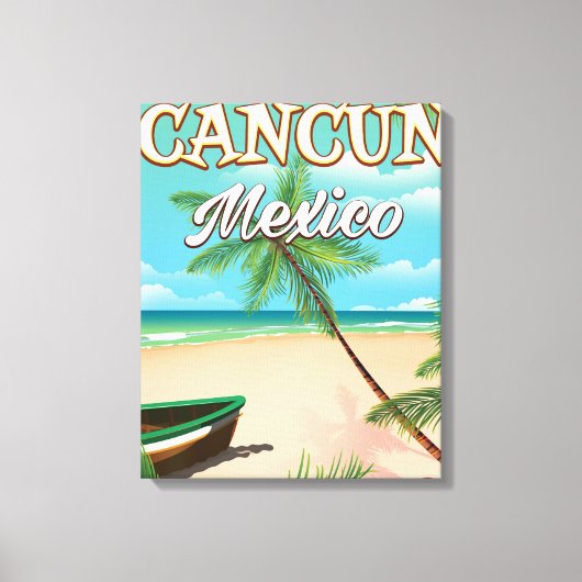 Cancun Mexico strandposter Canvas Afdruk (Voorkant)