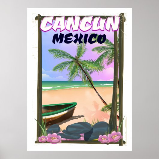 Cancun Mexico strandposter. Poster (Voorkant)