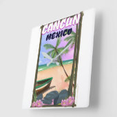 Cancun Mexico strandposter. Vierkante Klok (Hoek)