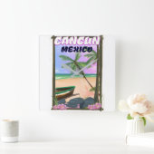 Cancun Mexico strandposter. Vierkante Klok (Huis)
