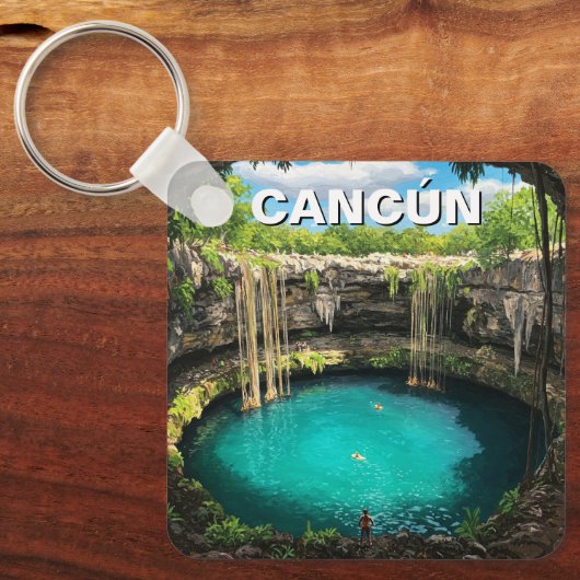 Cancun Mexico Travel Center Sleutelhanger (Voorkant)