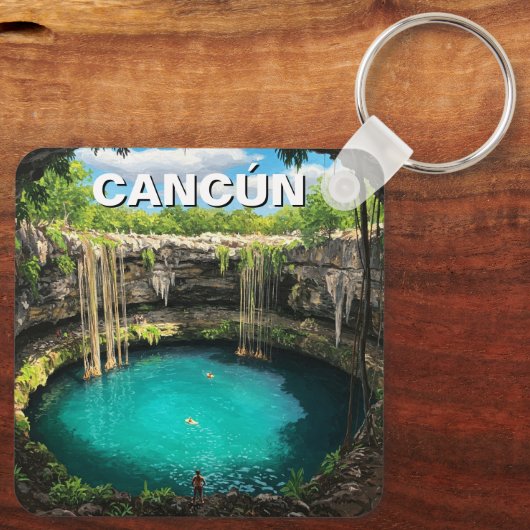 Cancun Mexico Travel Center Sleutelhanger (Achterkant)