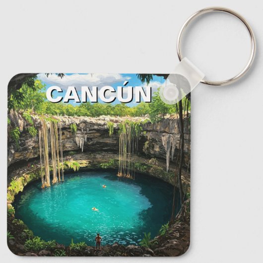 Cancun Mexico Travel Center Sleutelhanger (Achterkant)