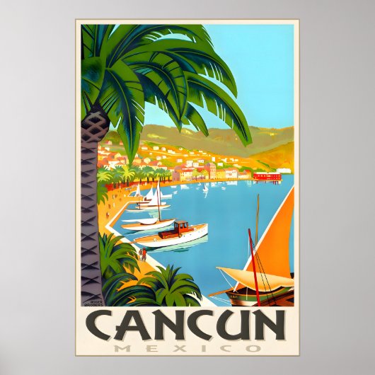 Cancun Mexico Tropisch Strand Reisposter Roger Poster (Voorkant)