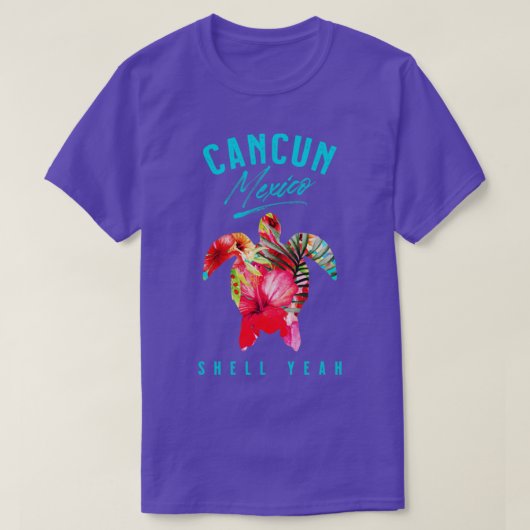 Cancun Mexico Tropische Hibiscus Zee Schildpad T-shirt (Design voorkant)