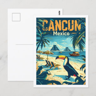Cancun Mexico Vintage Beroemde Reisplaats Briefkaart