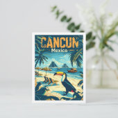 Cancun Mexico Vintage Beroemde Reisplaats Briefkaart (Staand voorkant)