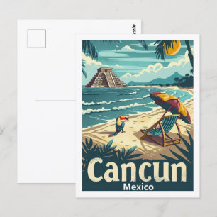 Cancun Mexico Vintage Beroemde Reisplaats Briefkaart