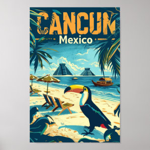 Cancun Mexico Vintage Beroemde Reisplaats Poster