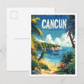 Cancun Mexico Vintage Illustratie Reizen Briefkaart (Voorkant / Achterkant)