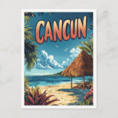 Cancun Mexico Vintage Illustration Travel Briefkaart (Voorkant)