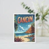 Cancun Mexico Vintage Illustration Travel Briefkaart (Staand voorkant)