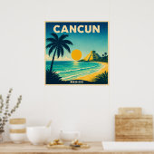 Cancun Mexico Vintage Reisposter Poster (Keuken)