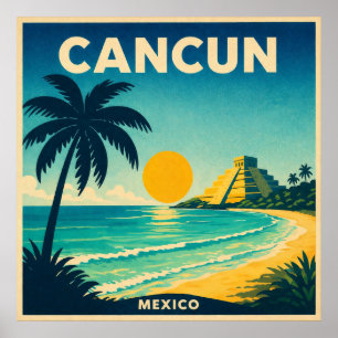 Cancun Mexico Vintage Reisposter Poster