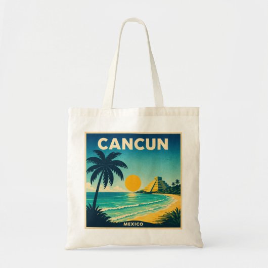 Cancun Mexico Vintage Reisposter Tote Bag (Voorkant)