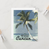 Cancun, Mexico, Vintage Reizen Wanderlust Vakantie Kaart (Voorkant / Achterkant in situ)