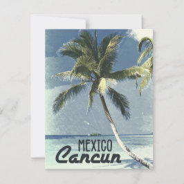 Cancun, Mexico, Vintage Reizen Wanderlust Vakantie Kaart