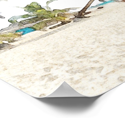 CANCUN Mexico Waterverf Beach Weddenschap Welkom Poster (Hoek)