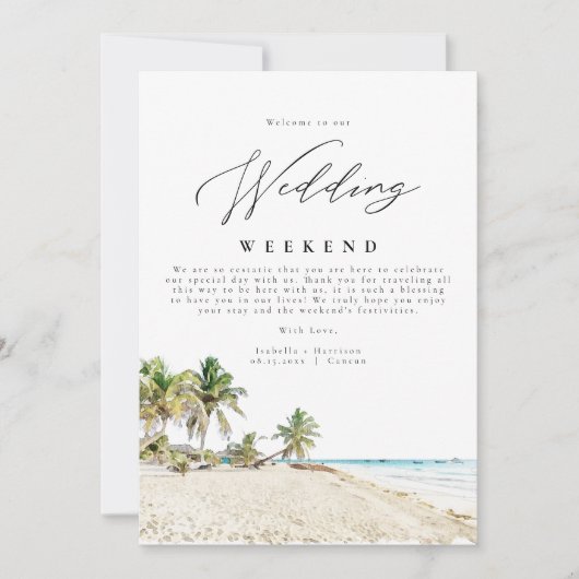 CANCUN Mexico Weddenschap Weekend Welkomstroute Kaart (Voorkant)