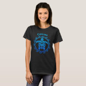 Cancun Ocean Blauwe Tribale Schildpad T-shirt (Voorkant volledig)