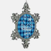 Cancun op Blue Buffalo Check Kerstmis Tin Sneeuwvlok Ornament (Links)