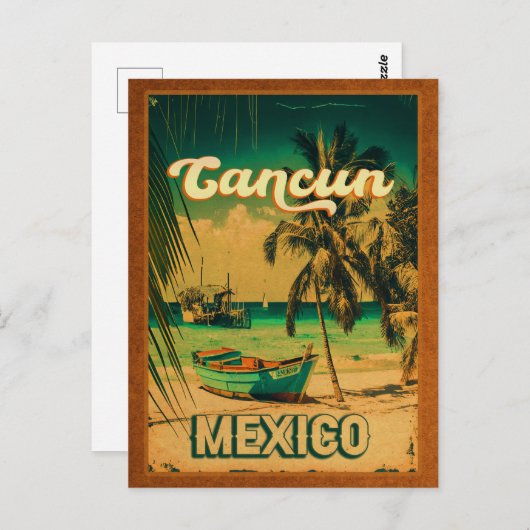 Cancun Palm Tree Retro 80's Mexican Playa Briefkaart (Voorkant / Achterkant)