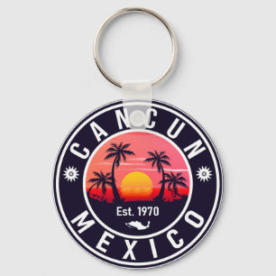 Cancun Palm Tree Retro 80's Mexican Playa Sleutelhanger
