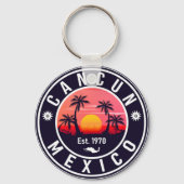 Cancun Palm Tree Retro 80's Mexican Playa Sleutelhanger (Achterkant)