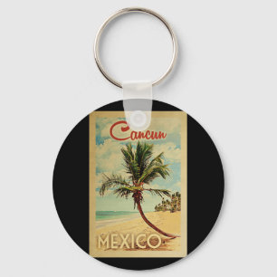 Cancun Palm Tree Vintage-reizen Sleutelhanger