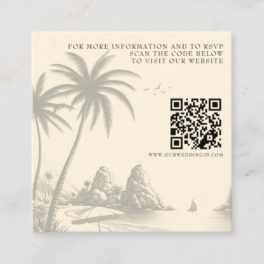 Cancun Passport Wedding QR Informatiekaartje (Voorkant)
