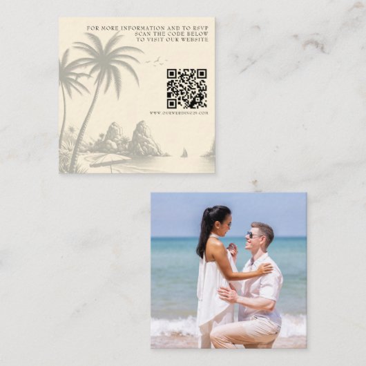 Cancun Passport Wedding QR Informatiekaartje (Voorkant / Achterkant)