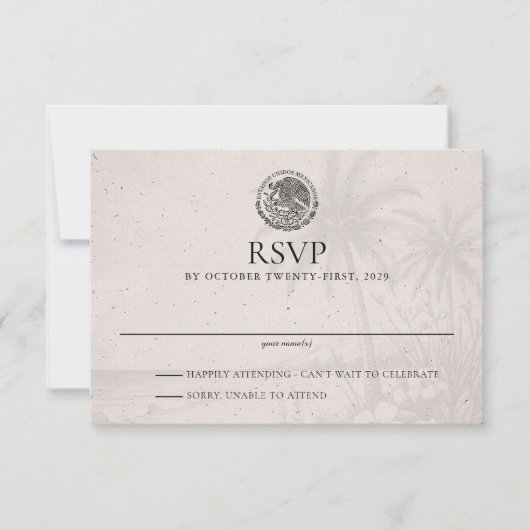 Cancun Passport Wedding RSVP Kaart (Voorkant)