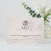 Cancun Passport Wedding RSVP Kaart (Staand voorkant)