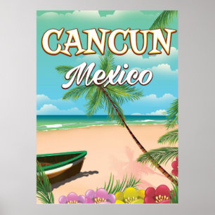 Cancun poster op het strand van Mexico