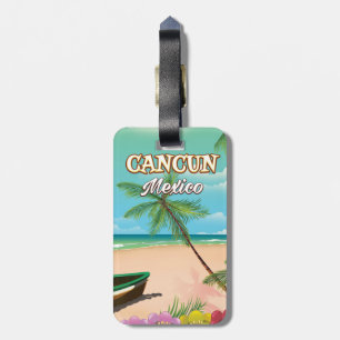 Cancun poster op het strand van Mexico Bagagelabel