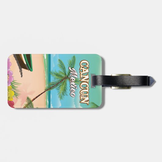 Cancun poster op het strand van Mexico Bagagelabel (Achterkant horizontaal)