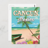 Cancun poster op het strand van Mexico Briefkaart (Voorkant / Achterkant)