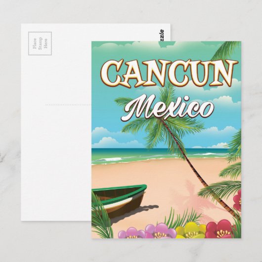 Cancun poster op het strand van Mexico Briefkaart (Voorkant / Achterkant)