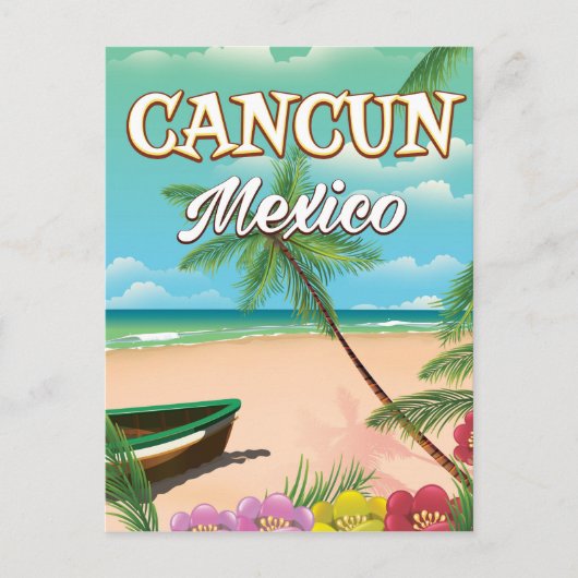 Cancun poster op het strand van Mexico Briefkaart (Voorkant)