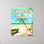 Cancun poster op het strand van Mexico Canvas Afdruk (Voorkant)