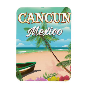 Cancun poster op het strand van Mexico Magneet